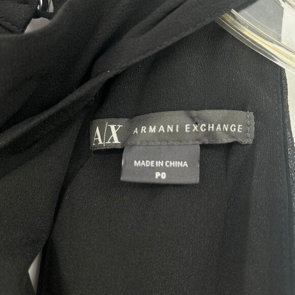 AX Armani Exchange 100% Silk Ruffle Mini Dress Cocktail LBD Date Night Womens 0 - Picture 6 of 11